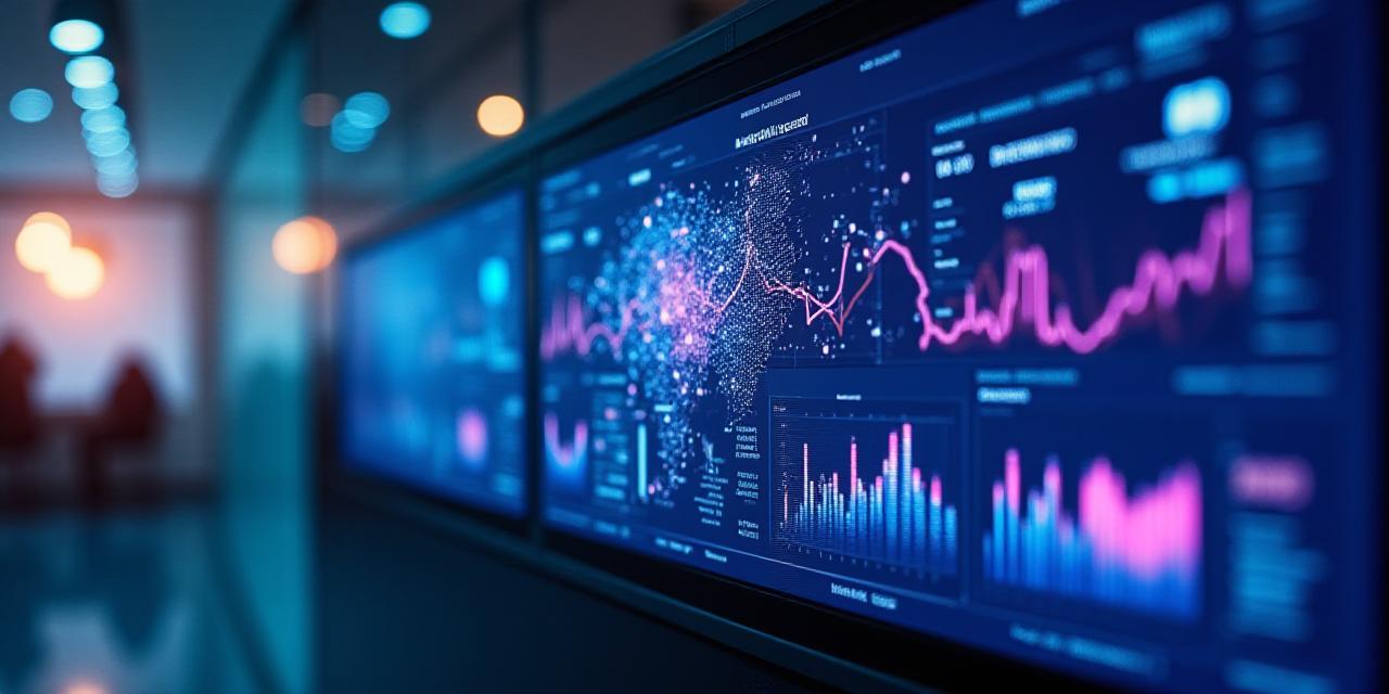 Futuristic digital dashboard with AI data visualization